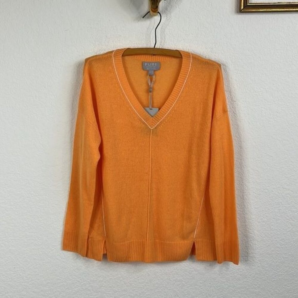 Pure Cashmere Gassato Tipped V Neck Sweater - Picture 2 of 8
